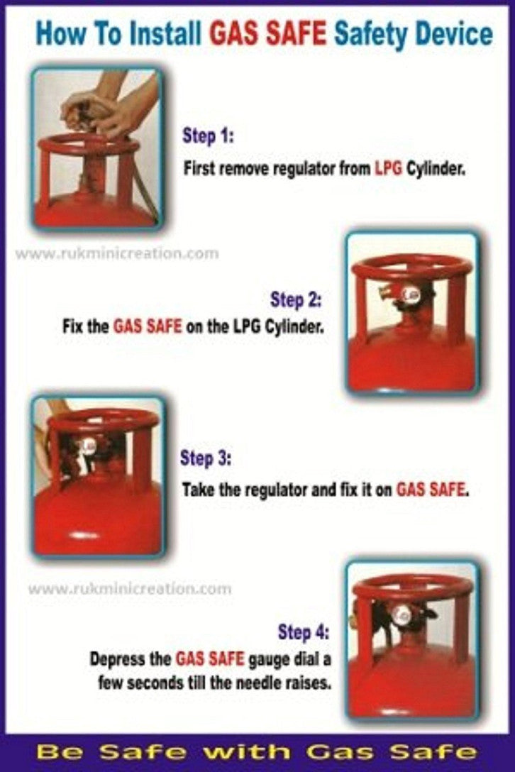 GASSAFE INDIA LTD. Original Gas Cylinder Safety Device | Gas Leakage Detector | Gas Safe Device | 30% Gas Savings | 3-Year Warranty | Brass | 8 x 8 x 8 Centimeters Brand: GASSAFE INDIA LTD.