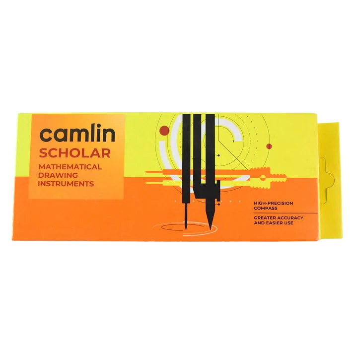 Camlin Scholar Mathematical Instruments Geometry Box – Complete Exam Set (Compass, Protractor, Set Squares, Sharpener, Eraser)